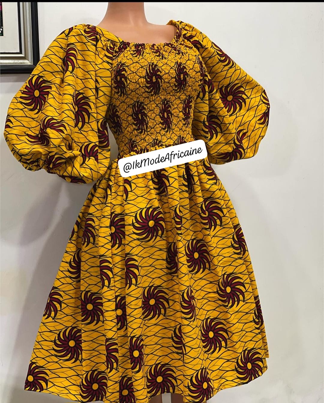 ROBE ÉVASÉE EN WAX SMOKER AFRICAINE EN PAGNE pour femme