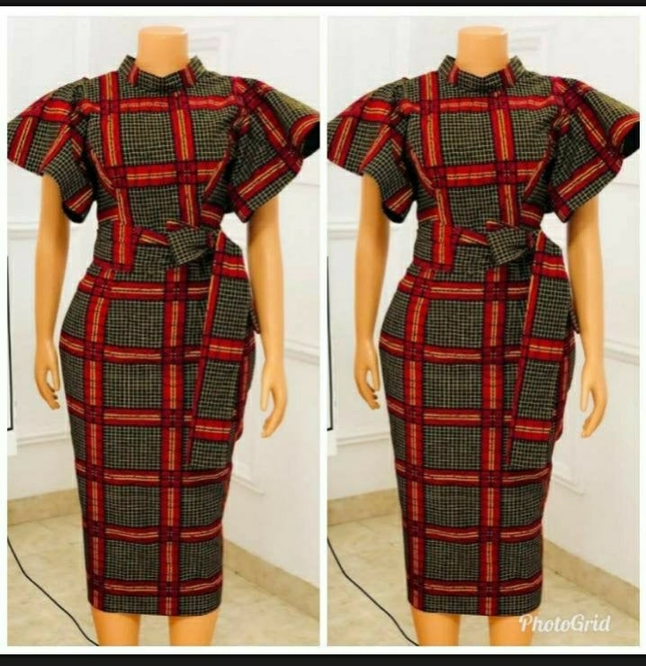 Robe africaine mi-longue en wax ANKARA CASUAL DRESS