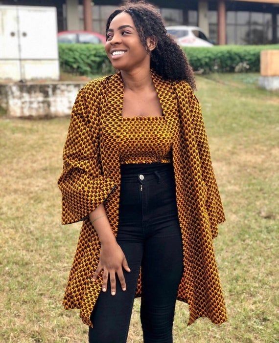 Kimono et petit haut en wax ANKARA kimono jacket & top 100% coton pour femme élégante