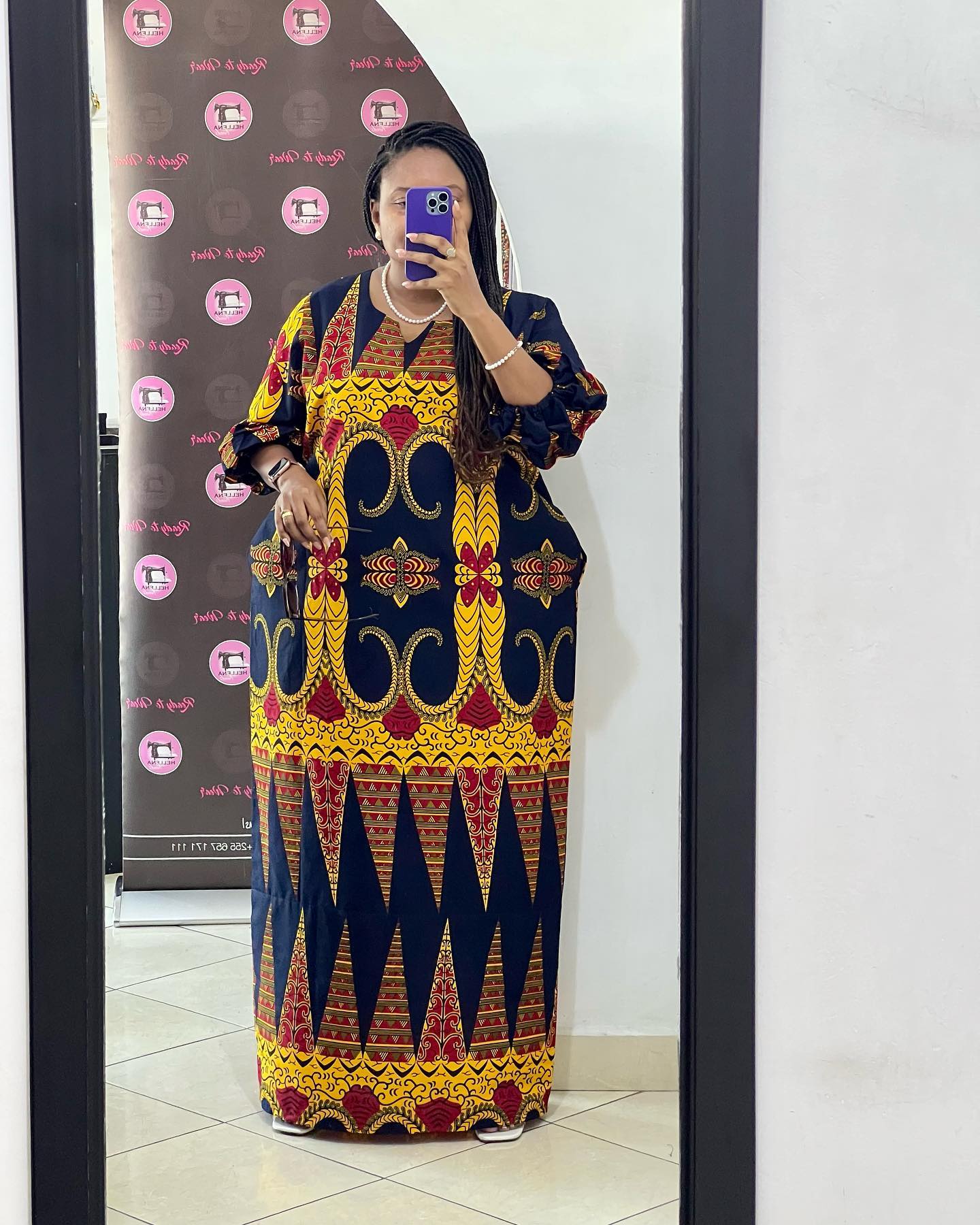 Robe africaine LONGUE BOUBOU MAXI KAFTAN en wax