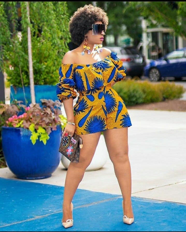 Combinaison en wax combinaison africaine short pour femme