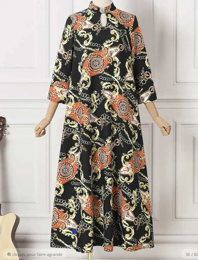 2022 Summer Women's Long Sleeve Dress Vacation Evening Party Maxi Dress Vintage Printed Vestidos Femme