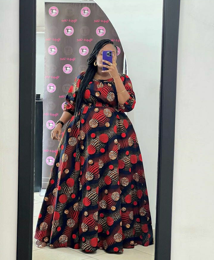 🆕️VERY BEAUTIFUL AFRICAN MEDIUM LONG DRESS OUTFIT 2023 WAX/PAGNE AFRICAN CASUAL DRESS ANKARA GOWN