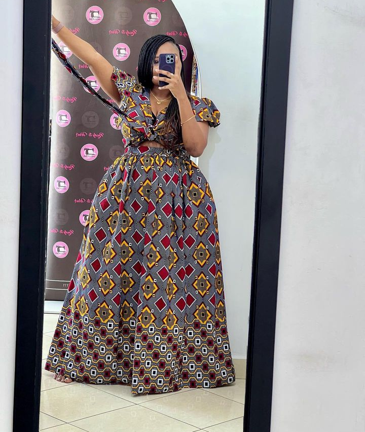 Tenue Africaine de haut et jupe en wax ANKARA dress