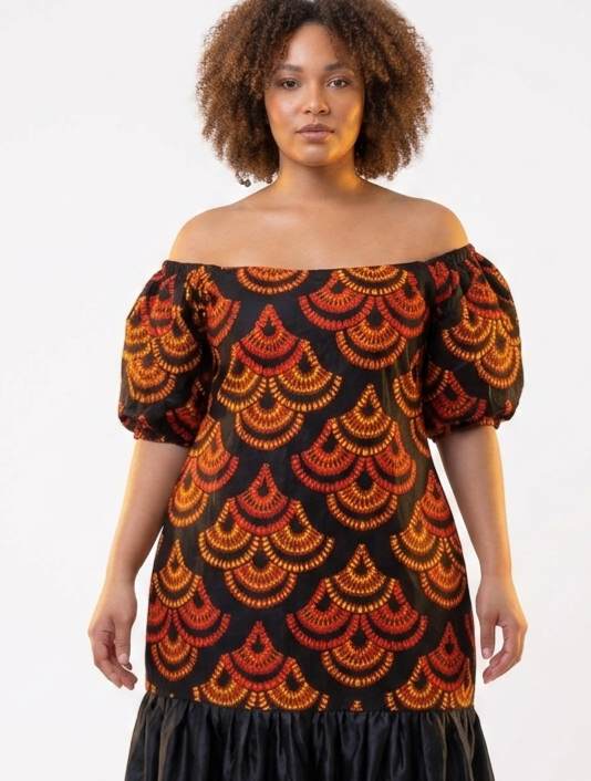 ROBE AFRICAINE EN PAGNE 100% ÉLÉGANTE MI-LONGUE POUR FEMME POUR TOUT OCCASION