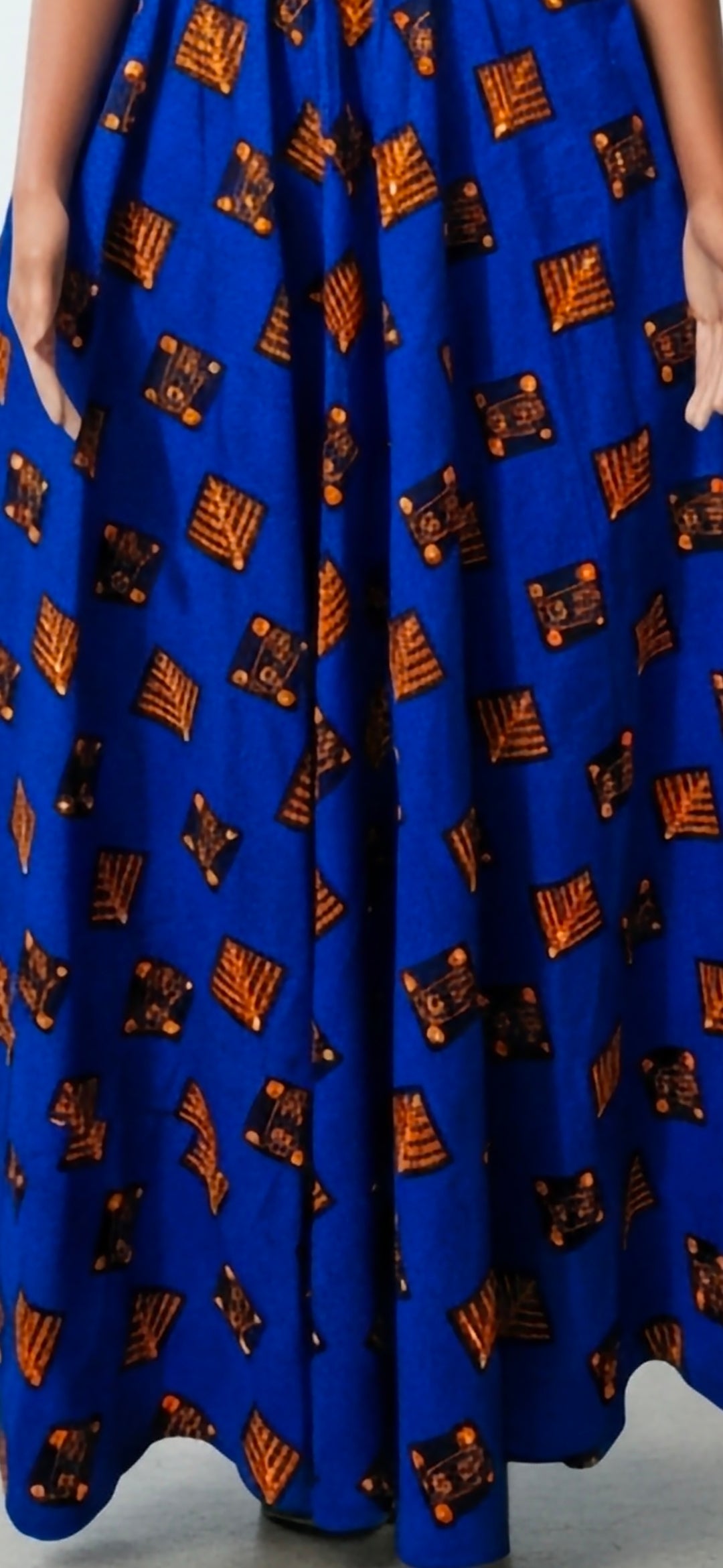 Robe longue Ankara smokée imprimé wax africain artisanal